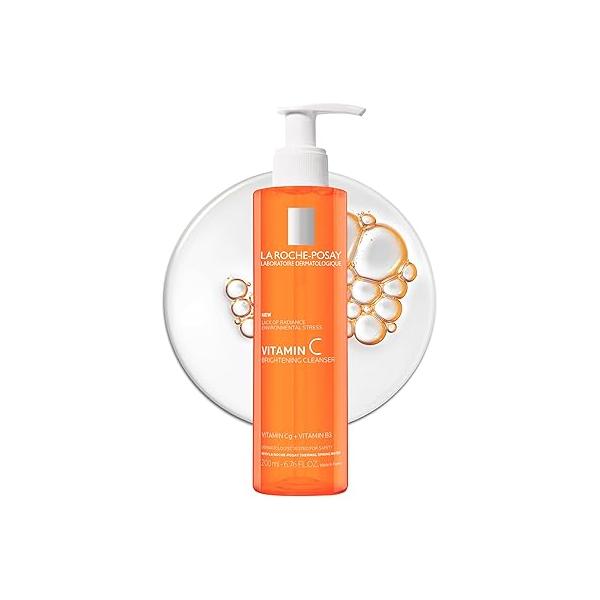 La Roche-Posay Vitamin C Brightening Face Wash, Gentle Foaming Facial Cleanser with Cg and B3 to Brighten Even Skin Tone, Wash that Cleanses Dirt & Makeup, 200ml
