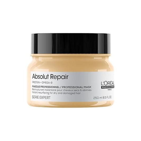 L'Oreal Professionnel Paris Absolut Repair Hair Mask - Nourishing Protein Treatment, Repairs and Softens Medium to Thick Dry, Damaged Hair, Adds Shine