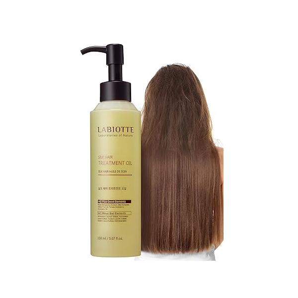 LABIOTTE Silk Oil Hair Treatment for Repair, Frizz Control & Shine - With Jojoba Dry, Damaged Growth 5.07 Fl Oz