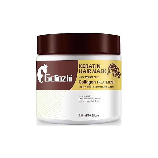 Collagen Hair treatment for Damaged - 500ml Mask Keratin Protein & Coconut Oil Deep Repair Conditioning Argan Treatment Curly or Straight Thin Fine (500ml)