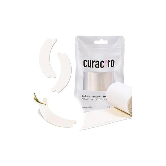 Curacoro Double Foam Eye Pads For Lash Extension, Hypoallergenic Extension Supplies for Oily Skin & Sensitive Eyes, Soft Sticky Perm Lamination, Remover (46 Pads)