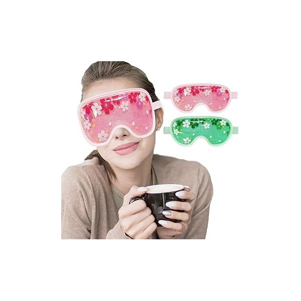 ZNÖCUETÖD Ice Eye Mask Cold Gel Cooling 2 Packs Reusable for Dark Circles and Puffiness, Compress Pack Dry Eyes, Migraine, Stress Relief Christmas Gift