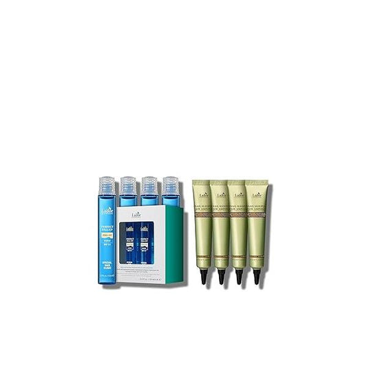 LA'DOR Perfect Hair Fill Up Intensive Keratin Treatment & Snail Sleeping Overnight Leave-In Mask Ampoule Set for Care - Korean Haircare