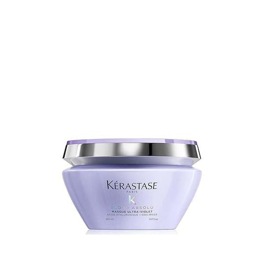 Kerastase Blond Absolu Ultra-Violet Purple Hair Mask For Lightened, Highlighted and Grey - Neutralizes Brassy Yellow Undertones With Hyaluronic Acid, 6.8 Fl Oz