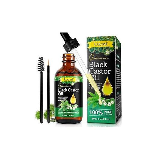 Jamaican Black Castor Oil - 100% Pure and Organic, Cold Pressed in Glass Bottles for Hair Growth, Eyebrow Nourishment, Skin Hydration