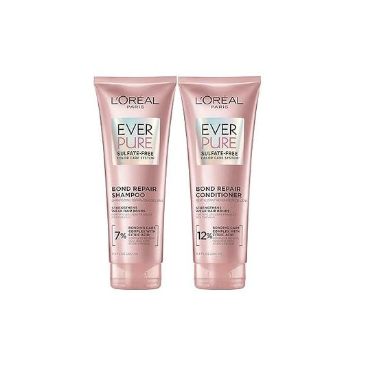 L'Oreal Paris EverPure Sulfate-Free Vegan Hair Care Kit - Shampoo and Conditioner to Strengthen Repair Bonds (Packaging May Vary)