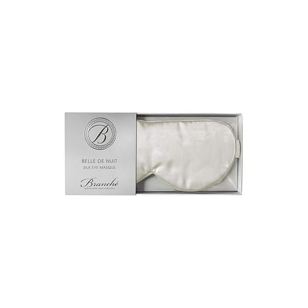 Branche Beauty Belle De Nuit Sleep Mask - Silk Eye 6A 22 Momme Cover Sleepover Shade Blindfold for Luxury in Total Darkness (Creme)