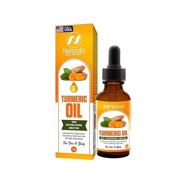 Turmeric Serum for Face & Body - All Natural Skin Brightening Oil Dark Spots Cleanses Skin, Fights Acne, Evens Tone, Heals Scars Pure Handcrafted Skincare Made in the USA