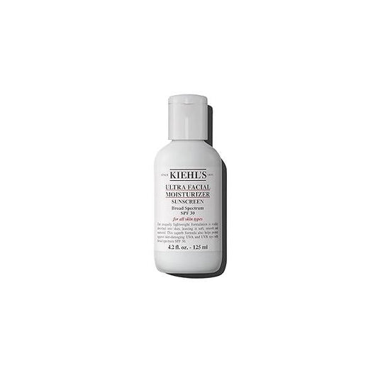 Kiehl's Ultra Facial Moisturizer with SPF 30, Hydrating Face Cream for All Skin Types, UVA & UVB Sunscreen Protection, Feels Soft and Smooth, Squalane, Paraben-free, Fragrance-free