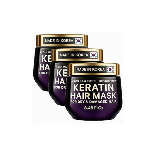 Keratin Hair Mask for Damaged Curly Straight (Pack of 3)