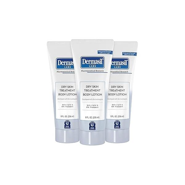 Dermasil Body Lotion, Dry Skin Treatment, 3-Pack - Non-Greasy, Fast-Absorbing, Fragrance-Free Cruelty-Free, 8 Oz Ea