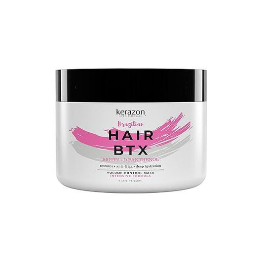 KERAZON Intensive Brazilian Hair BTX Smoothing Treatment 8oz 236ml For All Types, Thermal Activated Mask Damaged and Long Lasting Volume And Frizz Control