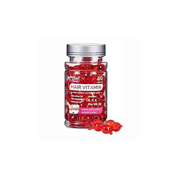 Hussell Hair Treatment Serum Bali Secret - 40 Care Capsules No Rinse With Argan Macadamia & Avocado Oils Vitamins A, E, Pro B5 Conditioner for Women Men