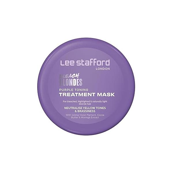 Lee Stafford Purple Toning Hair Mask | Bleach Blonde Treatment - Violet Conditioning Cream, Hydrating, Neutralize & Remove Brassy Yellow Tones, Great for Colored, Silver, Grey Hair, 200ml