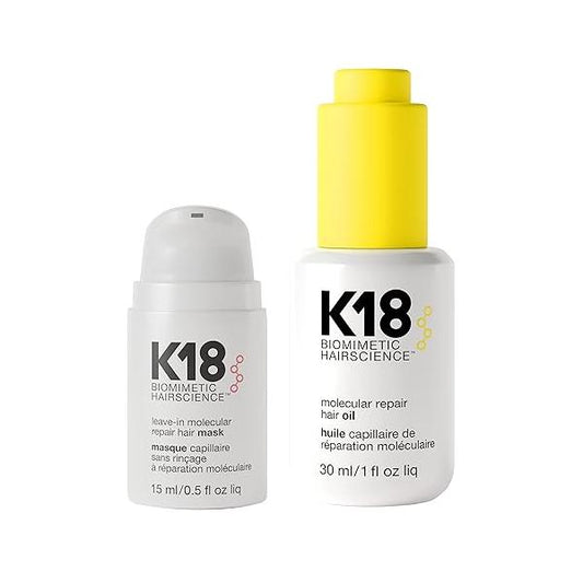 K18 Repair Bundle - Leave-In Hair Mask, 4-Minute Speed Treatment(15ml), and Weightless Strengthening Oil (30ml)