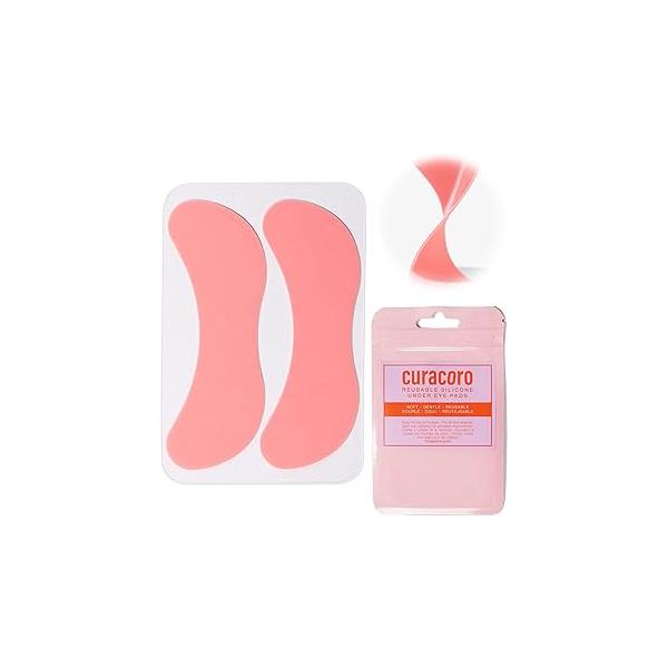Curacoro Reusable Eye Pads, Silicone Under Patches Lash Lift Cover Eyelash Extension | Soft Pads for Sensitive Skin during Perm Lamination & Extensions Remover (Pink, Style 2)