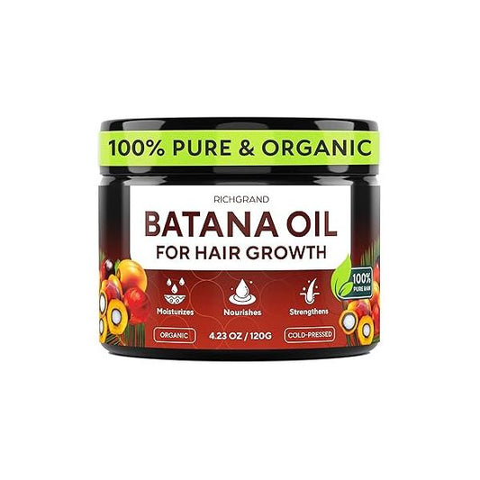 Batana Oil for Hair Growth - 100% Raw & Organic Dr Sebi Cold-Pressed Pure Unrefined Mask Women Men Enhances Thickness, Prevents Loss, Repairs Split Ends