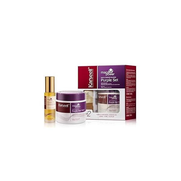 Karseell Purple Hair Mask with Argan Oil for Blonde Silver Gray Hair, Brass Neutralizing Treatment 16.9 fl oz + 1.69