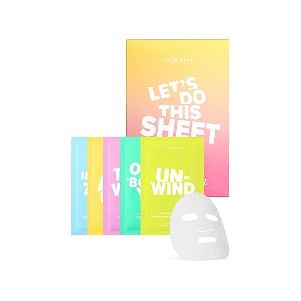 I DEW CARE Glass Skin Face Mask Variety Pack - Let's Get Sheet Faced | For Perfect Care Routine, 2 Week Intense Korean Masks Skincare, Makeover with Collagen, Moisturizing, 14 Count