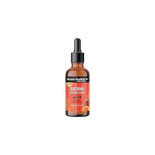 Aunt Jackie's Curls & Coils Batana, Jojoba Rice Elixir Hair and Scalp Oil, 2 fl oz - Revitalize, Strengthen Shine