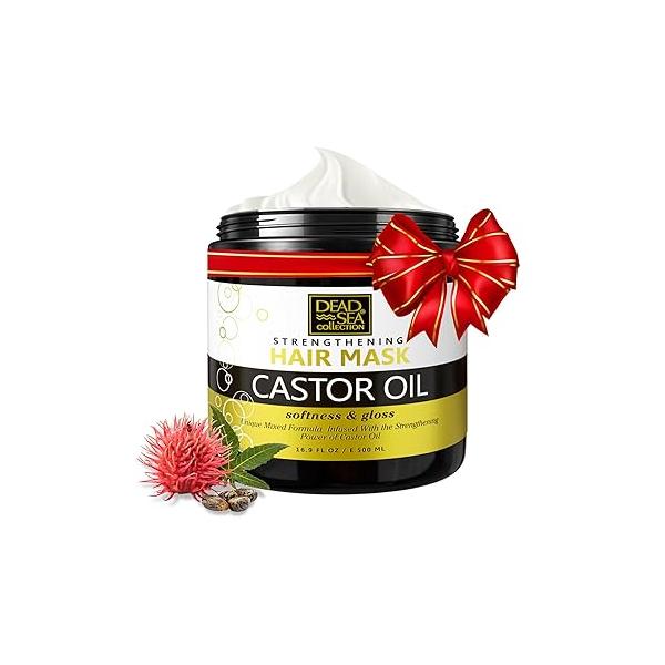 Dead Sea Collection Castor Oil Hair Mask - Repair, Strengthening and Hydrating for All Types with Nourishing Minerals 16,9 Fl. Oz