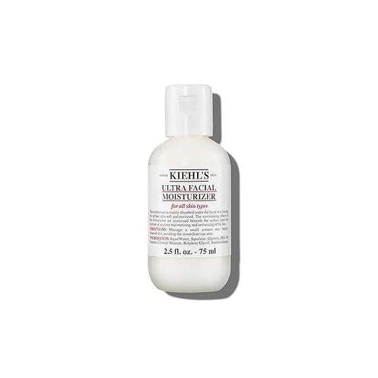 Kiehl's Ultra Facial Moisturizer, for Easy Daily Hydration, Infused with Squalane and Glycerin, Replenishes Moisture Barrier Softens Skin, Suitable All Skin Types, Fragrance-Free