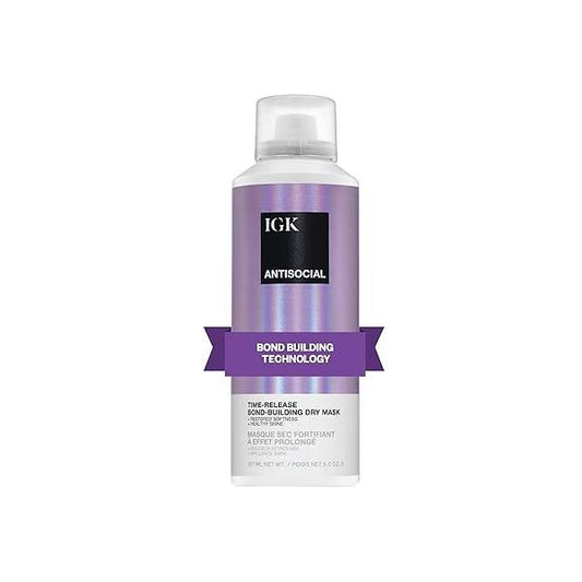 IGK Antisocial Overnight Bond-Building Dry Hair Mask | No-Rinse Leave-In Treatment for Damaged Strengthens, Smooths & Softens Vegan, Sulfate-Free, Color-Safe
