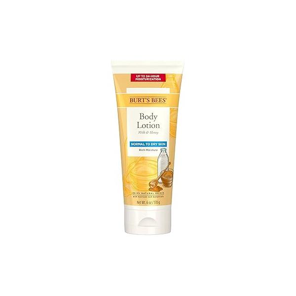Burt’s Bees Body Lotion for Normal to Dry Skin with Milk & Honey, 6 Oz (Package May Vary)