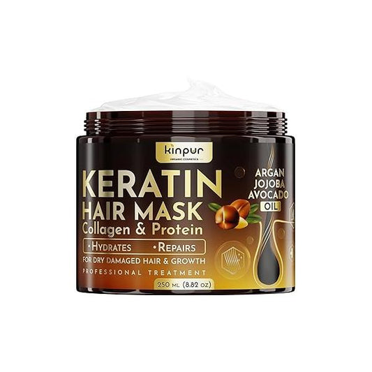 Keratin Hair Mask for Dry, Damaged or Long - Deep Conditioner Masque with Protein, Coconut, Jojoba & Avocado Oil - Collagen Treatment Growth Hydration, Split Ends Repair, Color-Safe