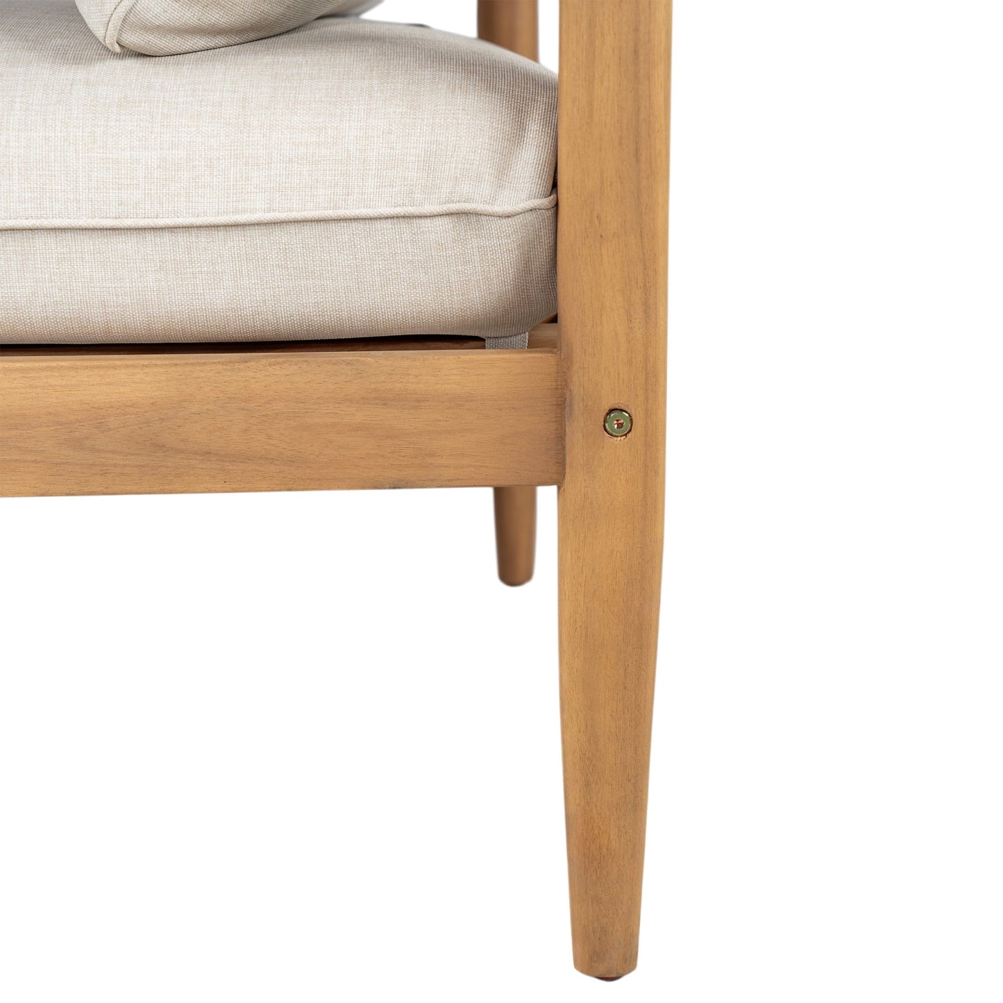 Christopher Knight Home Wood Outdoor Lounge Chair with Wide Backrest and Armrests, Beige Cushion