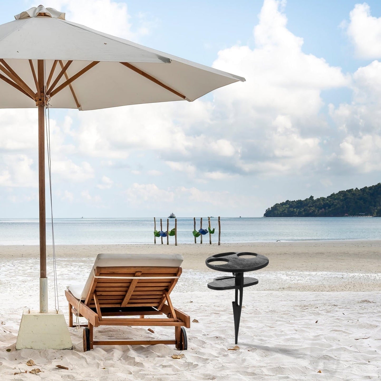 CIMAXIC Garden Tables For Outdoors Wine Table Wood Portable Camping 1Pc